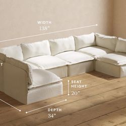 Anabei 6-seater Corner Or U-sectional Couch in Eggshell 