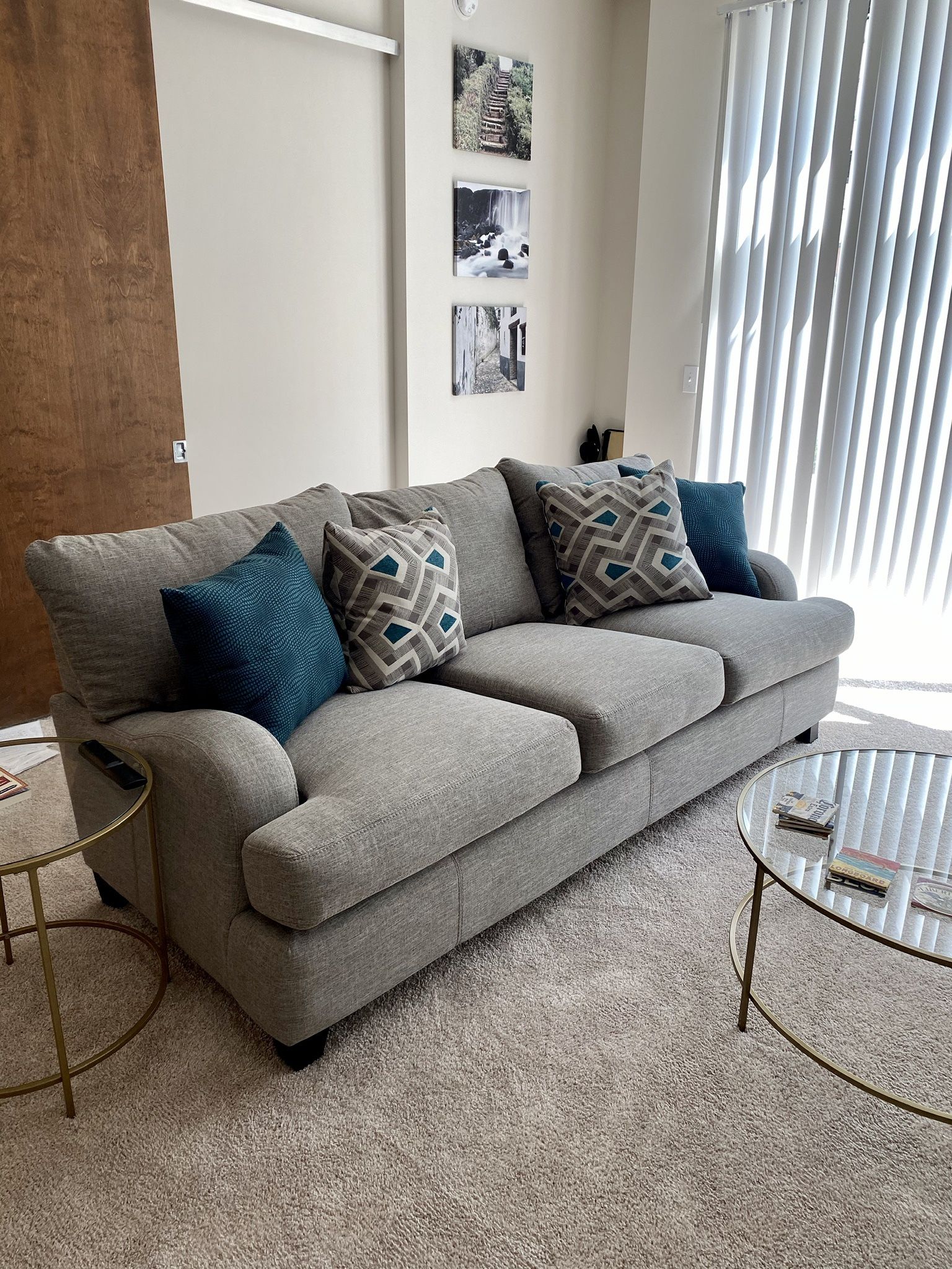 93 Inch Light Gray Sofa 
