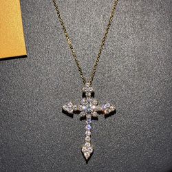 Cross Necklace with 1.0ct Moissanite Middle Stone 
