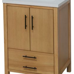 California 24" Bathroom Vanity, Blonde, Matte White