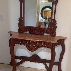 Granite Top Console Table, With Mirror 