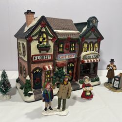 Christmas Village Florist Cafe Bookstore Vintage