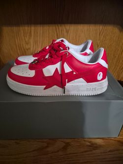 Mens size 8 bapesta red / white