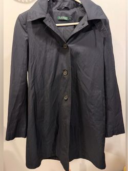 Lauren Ralph Lauren Navy Button-Front Trench Coat
