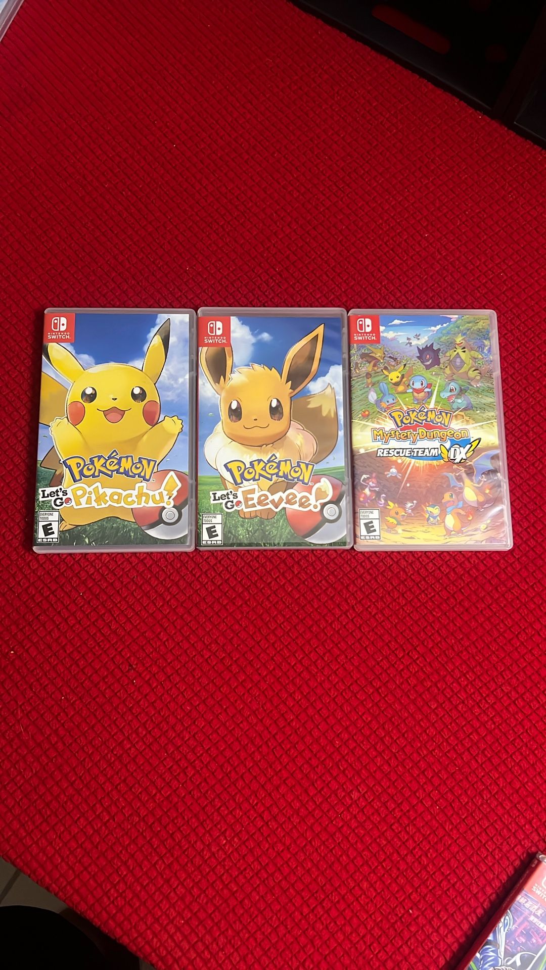Nintendo Switch Games. Pokémon Let’s Go Pikachu, Pokémon Let’s Go Eevee, Pokémon Mystery Dungeon.