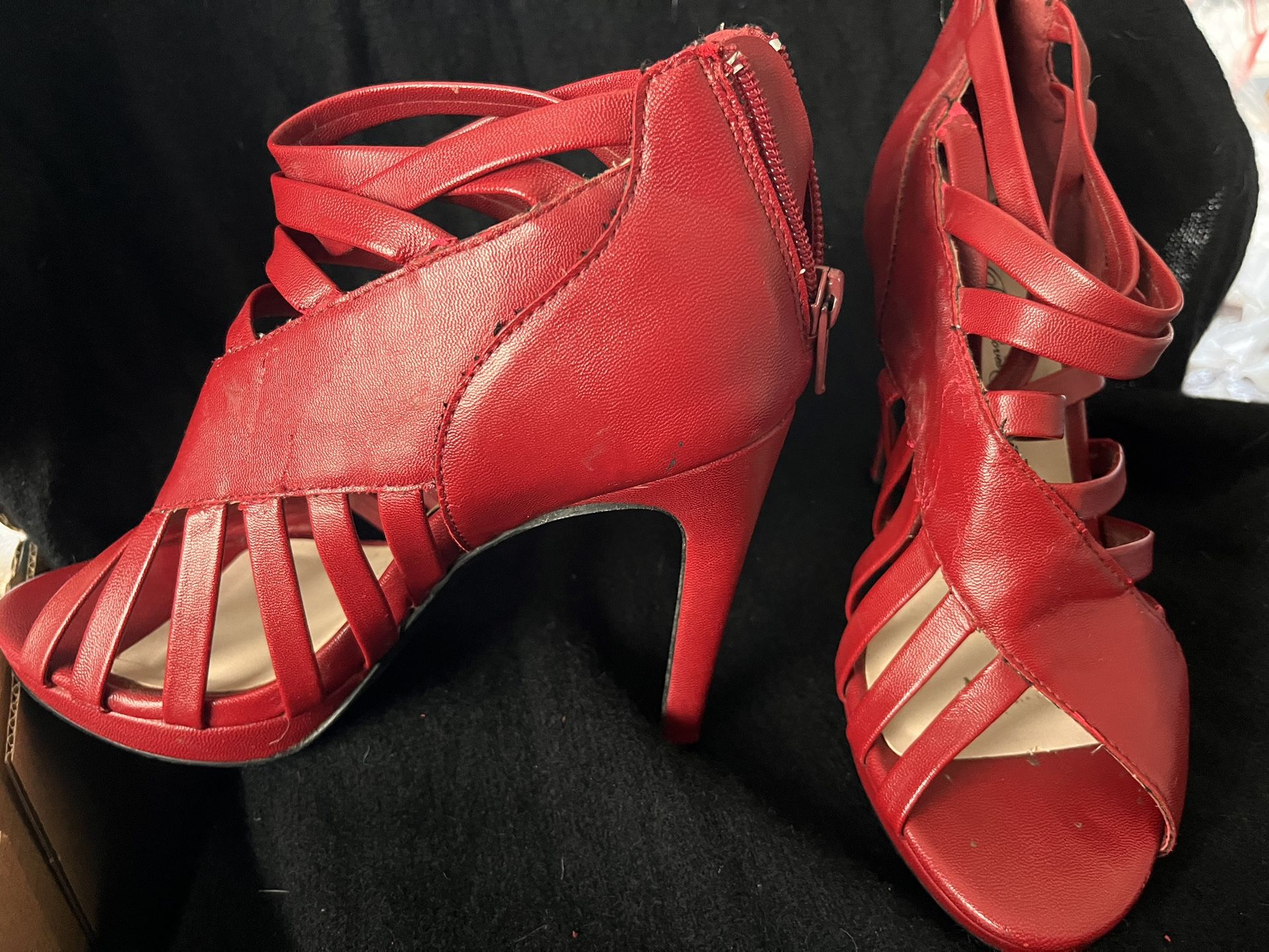 Leather Red Heels 6.5