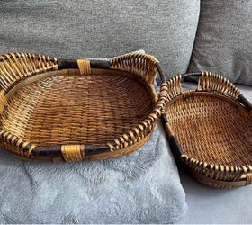 Set of 2 solid heavy duty tray baskets with handles