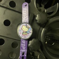 Vintage Sanrio Hello Kitty Digital LCD Watch Purple Strap  and kids green Lacoste plastic watch