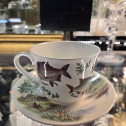 P&K Porcelain Fish Design Teacup and Saucer Set