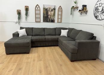 Living Spaces Gray Sectional Couch - Free Delivery