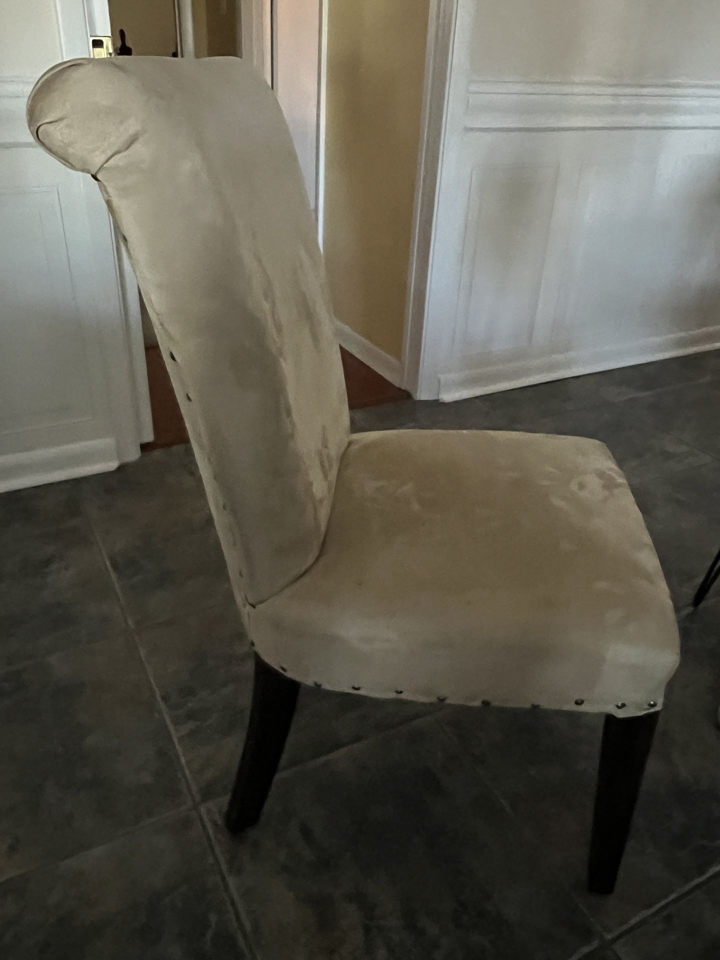 (2) Beige Upholstered Dining Chairs