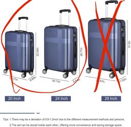 K308 $70  set of 2 Suitcase, Carry On Hardside Luggage with Retractable Pole and Spinner Wheels Suitcase with TSA Lock and Built-in Compression Straps