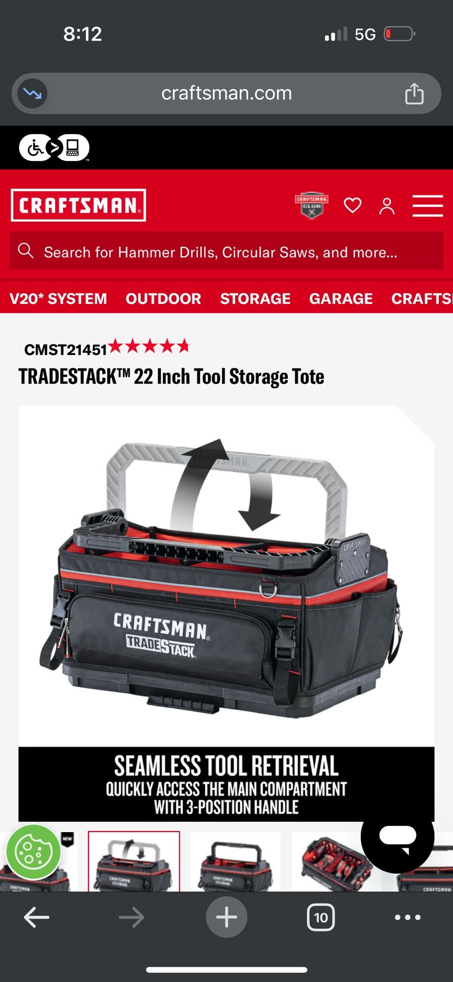 . TRADESTACKâ„¢ 22 Inch Tool Storage Tote
