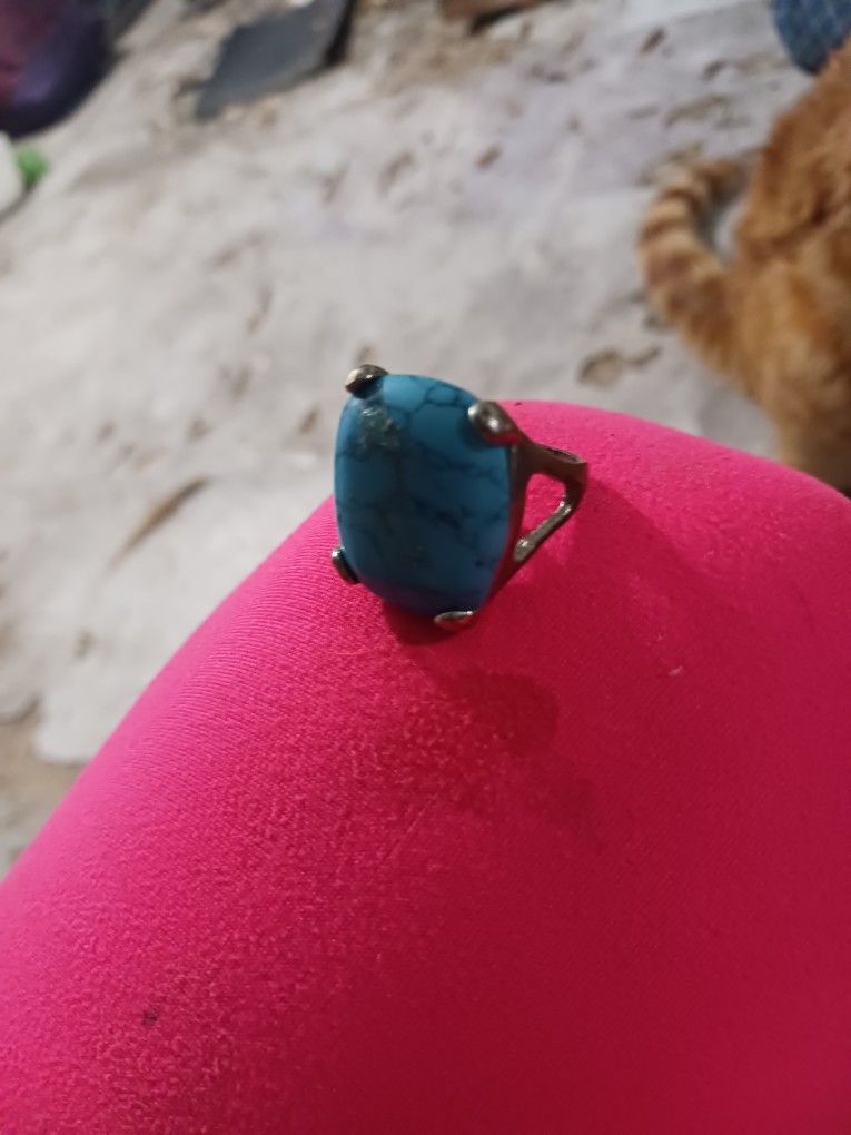 Vintage Silver Turquoise Ring Size 7