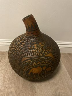 Large African Hand Carved Vase Ornament. Looks New