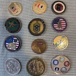 Coins- 12 vintage Military coins