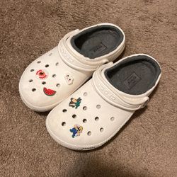 $20 Size 8 White Grey Lined Crocs
