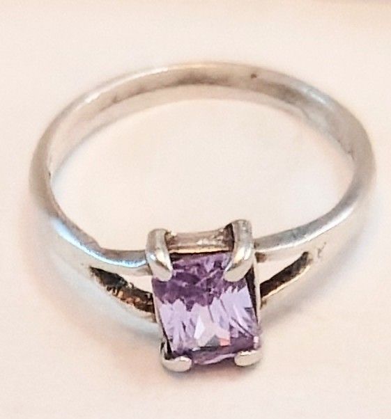 Silver Vintage Amyethyst Ring 5.5
