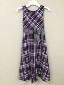 Sz 12 Bonney Jean purple/grey plaid dress
