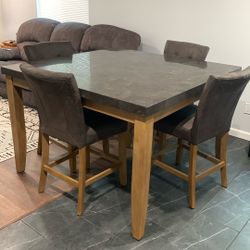 Beautiful Granite Dining Table Set – Good Condition