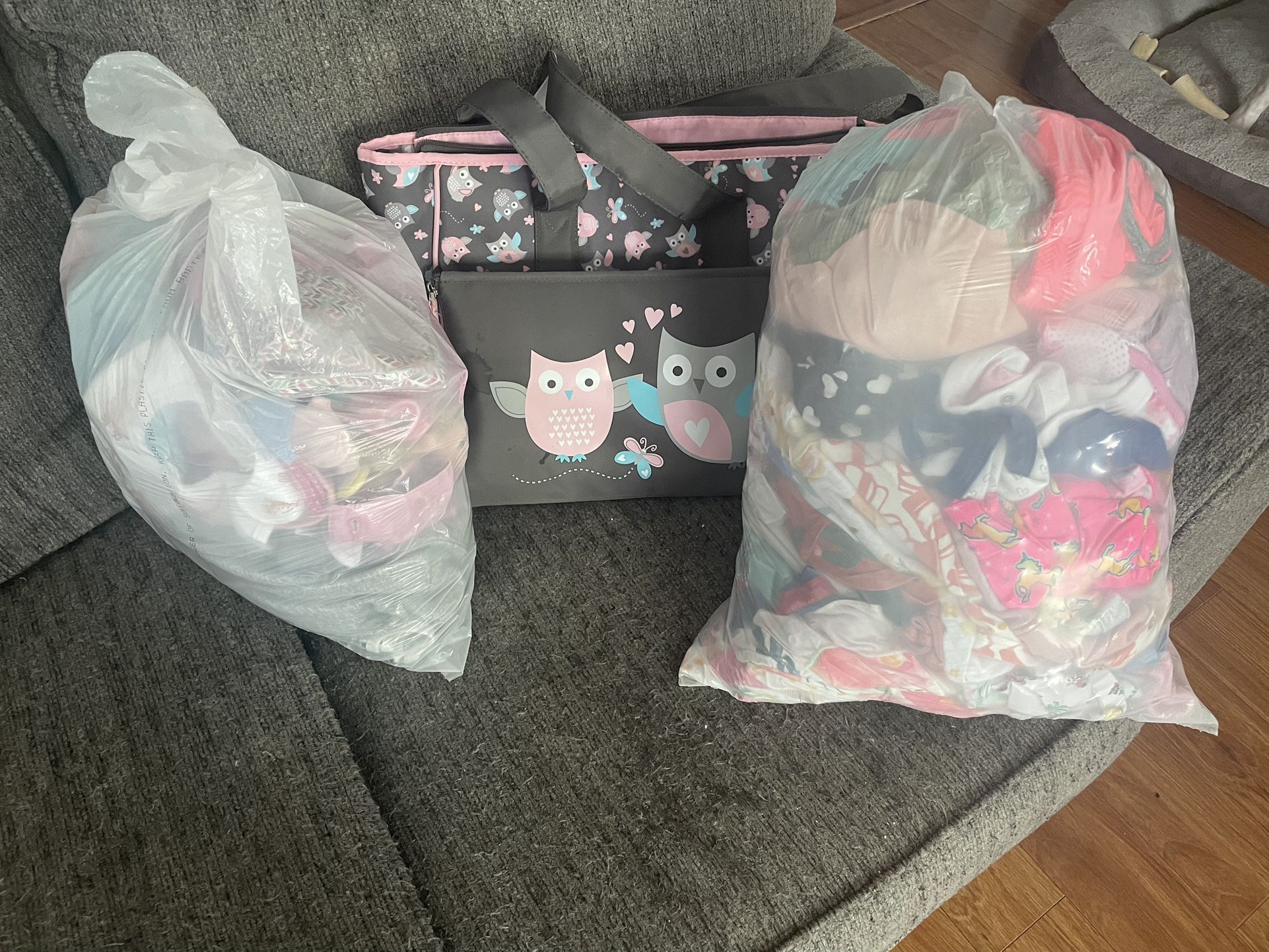 Diaper Bag and Baby Girl Clothes Bundle! 