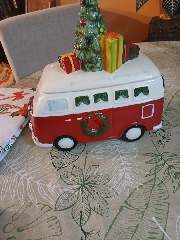 Vintage VW  Bus Christmas Cookie Jar