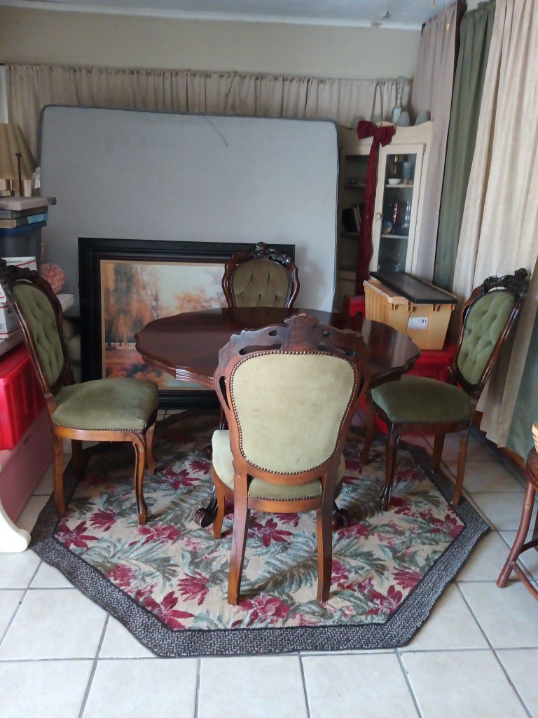 Antique Parlor Table  with 4 Chairs 