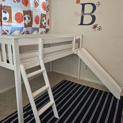 Max and lilly low loft bed twin bed frame with slide