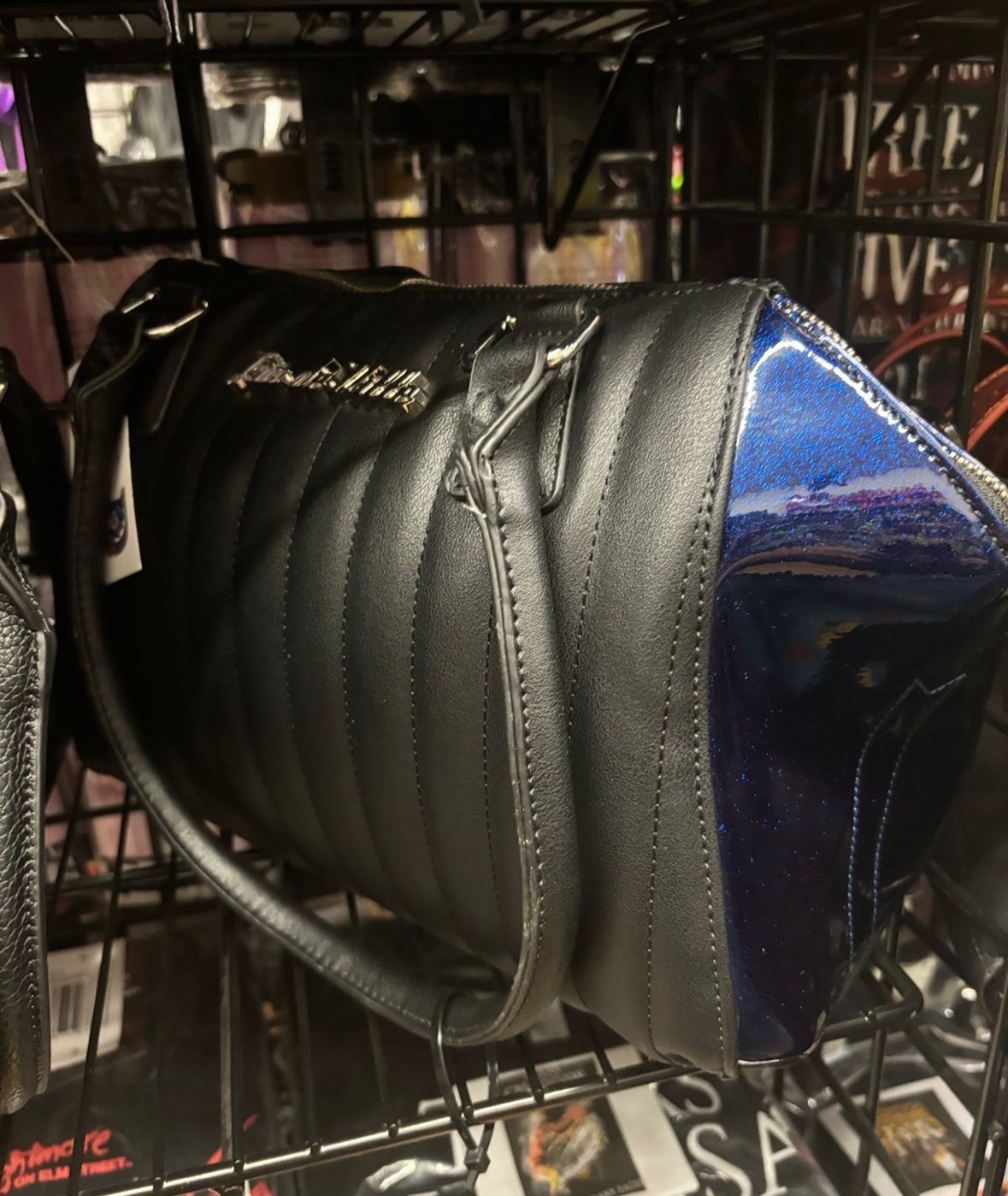 Lux de Ville Black and Royal Blue Sparkle Stella Tote