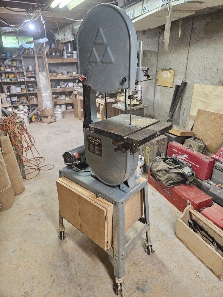 Delta 14" Band Saw w/base, wheels, custom box