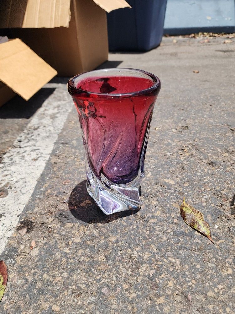 1950 Archimede seguso murano vintage fleeks italian art glass flower vase