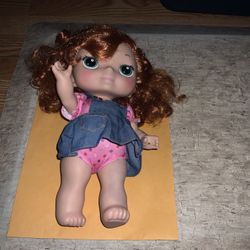 Super Cute Little Baby Redheaded Doll With Blue Jean Dress For Sale