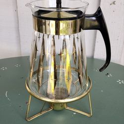 Vintage Pyrex Glass Carafe w/ Metal Warmer