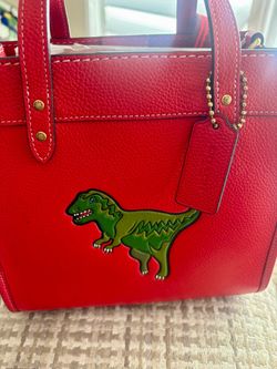COACH Rexy Sport Red Luxury Designer Leather Field Tote 22 CF084 EUC RARE