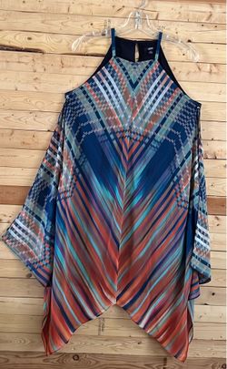 MSK Women’s Multicolor Vibrant Chevron Pattern Handkerchief Midi Dress Size 6