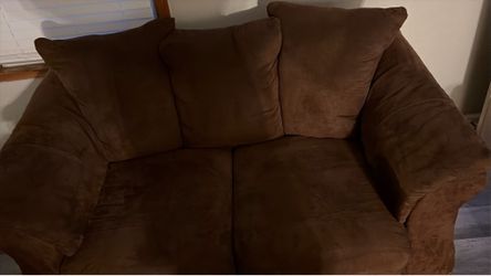 Brown plush loveseat/couch
