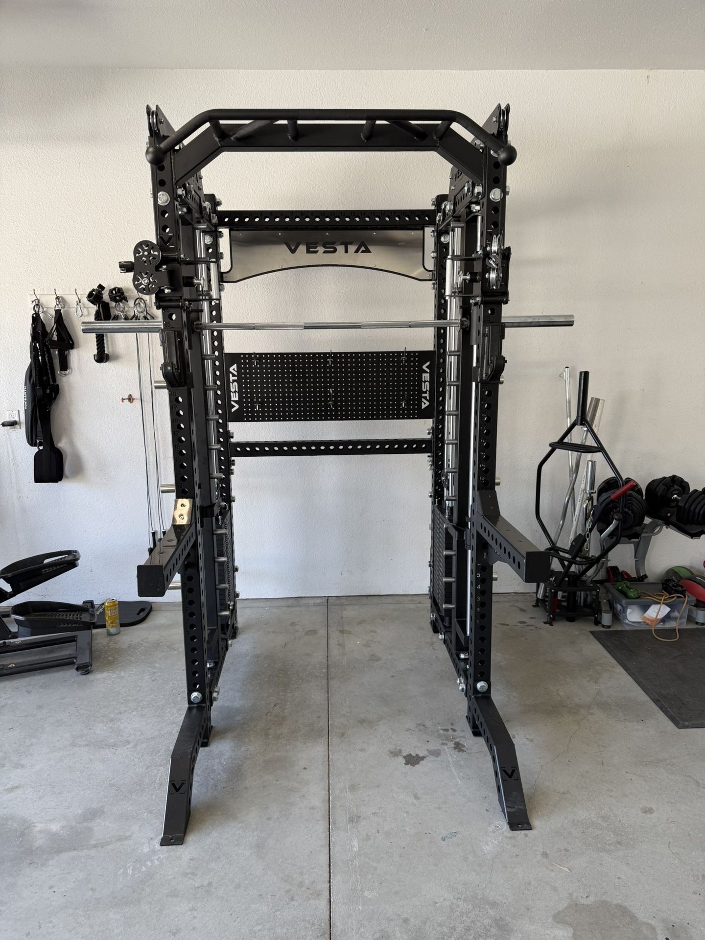 PRO SERIES Ultimate 3-1 Half Rack Functional Trainer w/Smith Machine Bar | 400lb Stack | Gym Equipment | Fitness | Commercial | Squat Rack