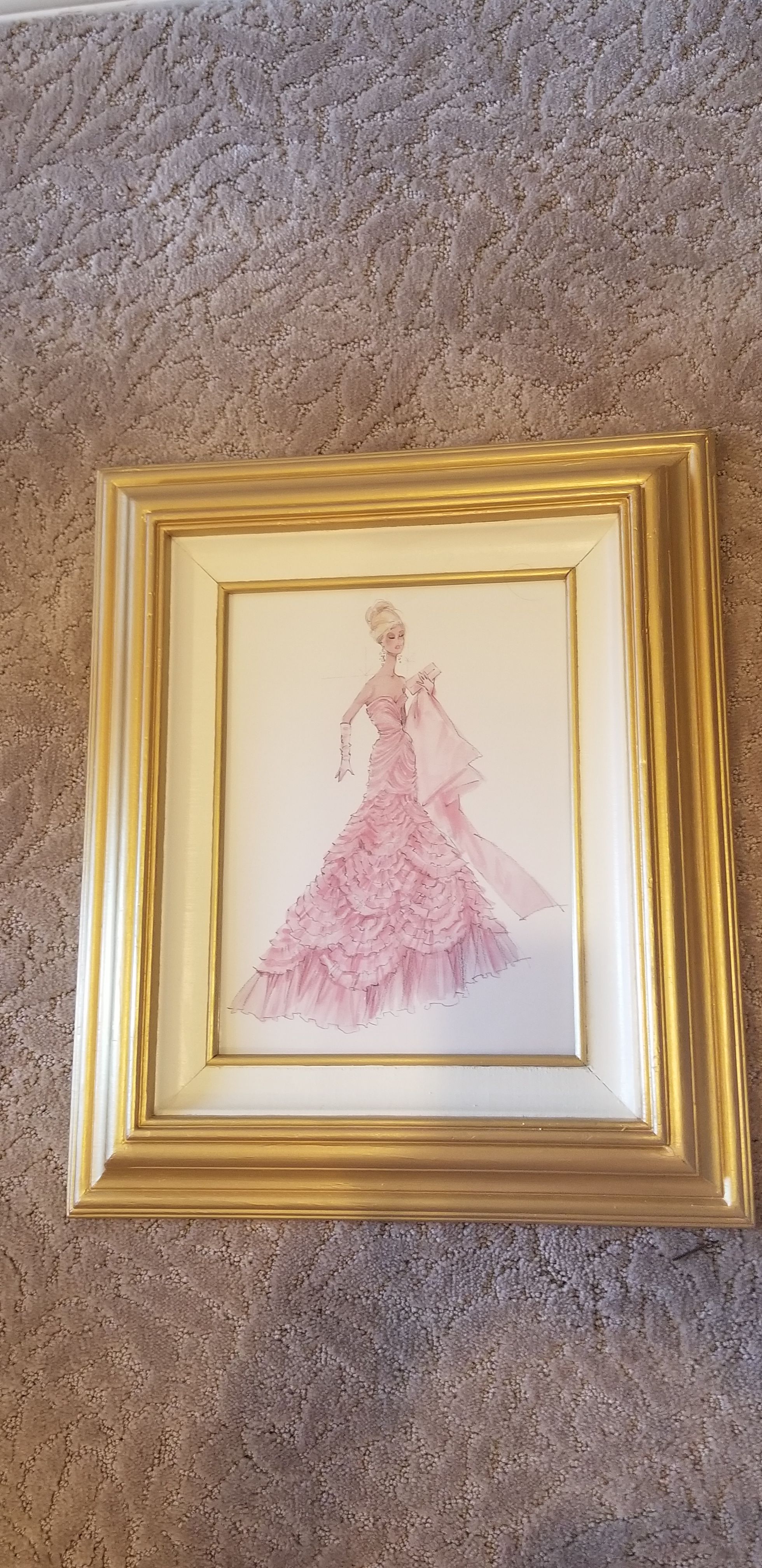 Barbie framed pictures art girls pink gold