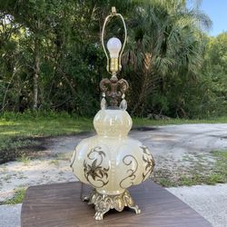 Mid Century Modern Hollywood Regency Glass Bulbous Lamp