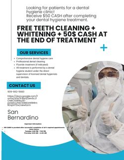 FREE Teeth clean + white and 50 cash prize