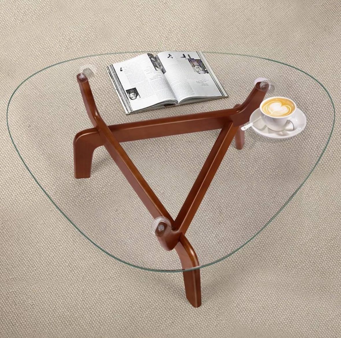 DUO GE MAO Triangle Glass Coffee Table - Tan