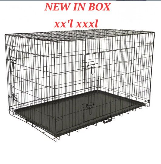 Brand New In Box 48" Xxl'xxxl Dog Crate Foldable Portable Animal Cage 2 Doors With Floor Tray Up To 125lbs Dog Kennel 4th Of July Anxiety Pet Cage