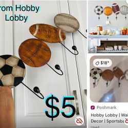 $5 like New Sport Balls Metal wall coat hooks, great for office,rooms hang backpacks,hats etc