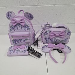 Loungefly Disney Minnie Mouse Wisteria Floral Scented 4 Piece Set NWT