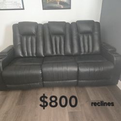 Faux leather recliner, couch.