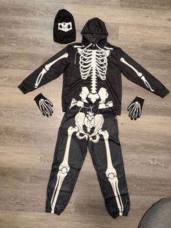 Skeletons Skull 💀 Halloween Very Good Quilty Costume 🎃 Outfit Men’s (Size Large - Hoodie, Pants, Gloves, Mask)