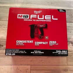  Milwaukee M18 FUEL 18 Gauge Brad Nailer (2746-20) Tool Only