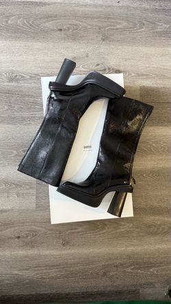 Ami Black Knee-High Leather Boots