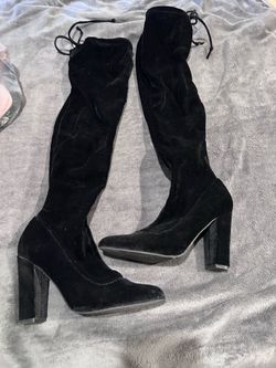 Thigh high suede boots