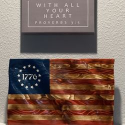 1776 Wooden Wavy Flag